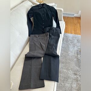 Express Women's Black Button-Up Shirt with Gray Brown and Black Dress Pants